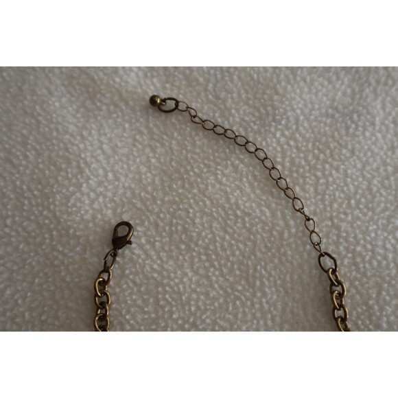 VTG Teardrop Clear Crystal Rhinestone Necklace Choker Gold Tone Tri-Leaf Shape - Picture 7 of 8